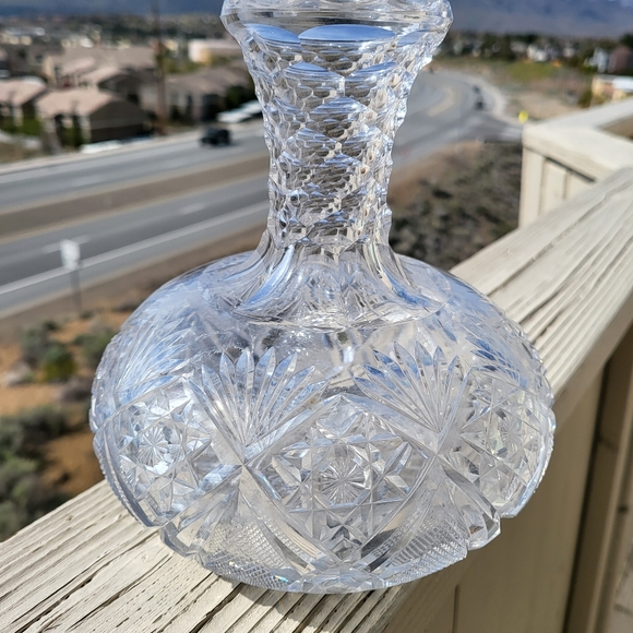 Antique Hawkes Crystal Vase/ Decanter Gladys Pattern 7" c. 1901 - Picture 2 of 9